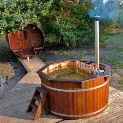 Wooden hot tub