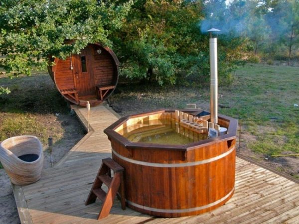 Wooden hot tub